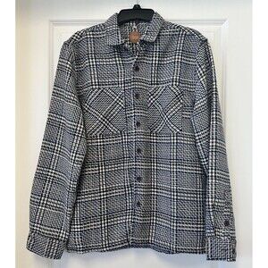 Common People Shacket Mens Medium Blue Green Plaid Woven Shirt Jacket Overshirt